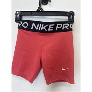 Nike Pro Big Kids' (Girls) Dri-FIT 5" Shorts, Asher Pink/White NWT Size Medium
